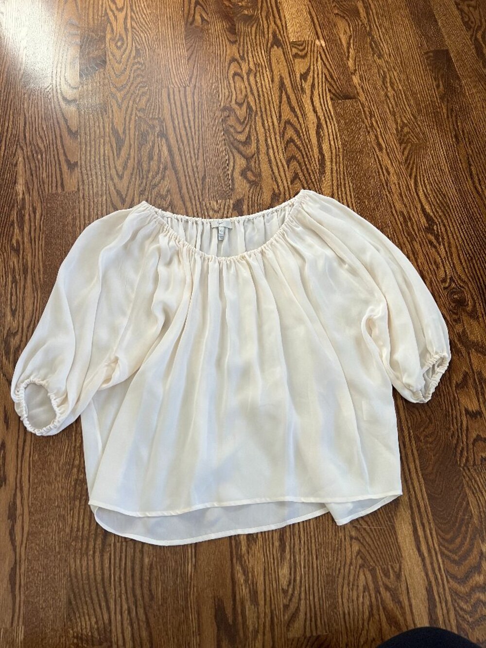 Joie Silk Blouse Ivory Sheer Peasant Top XS
